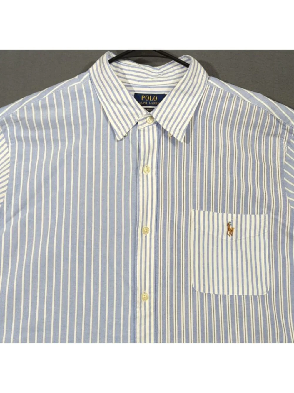 Polo Ralph Lauren Shirt Men's XXL Blue Classic Fit Striped Oxford Fun Shirt OCBD